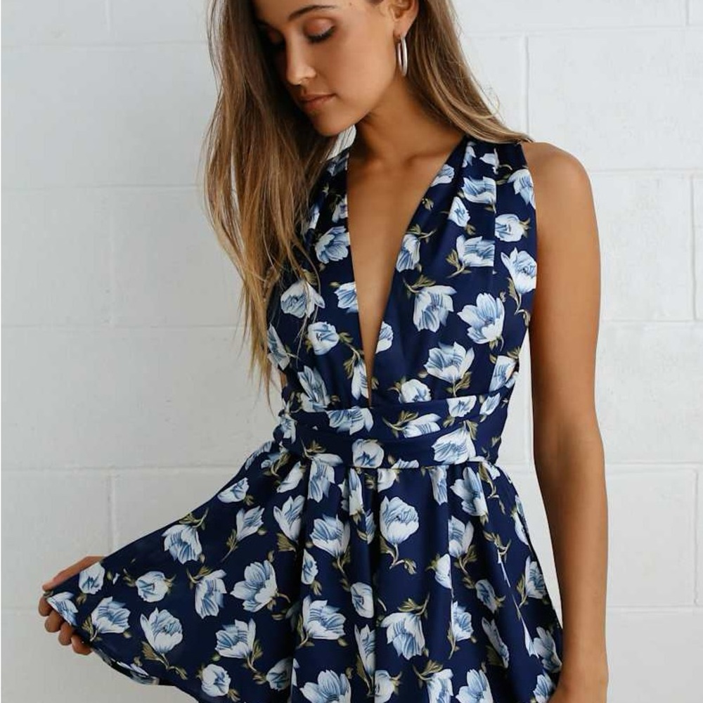 Floral Navy Convertible Romper